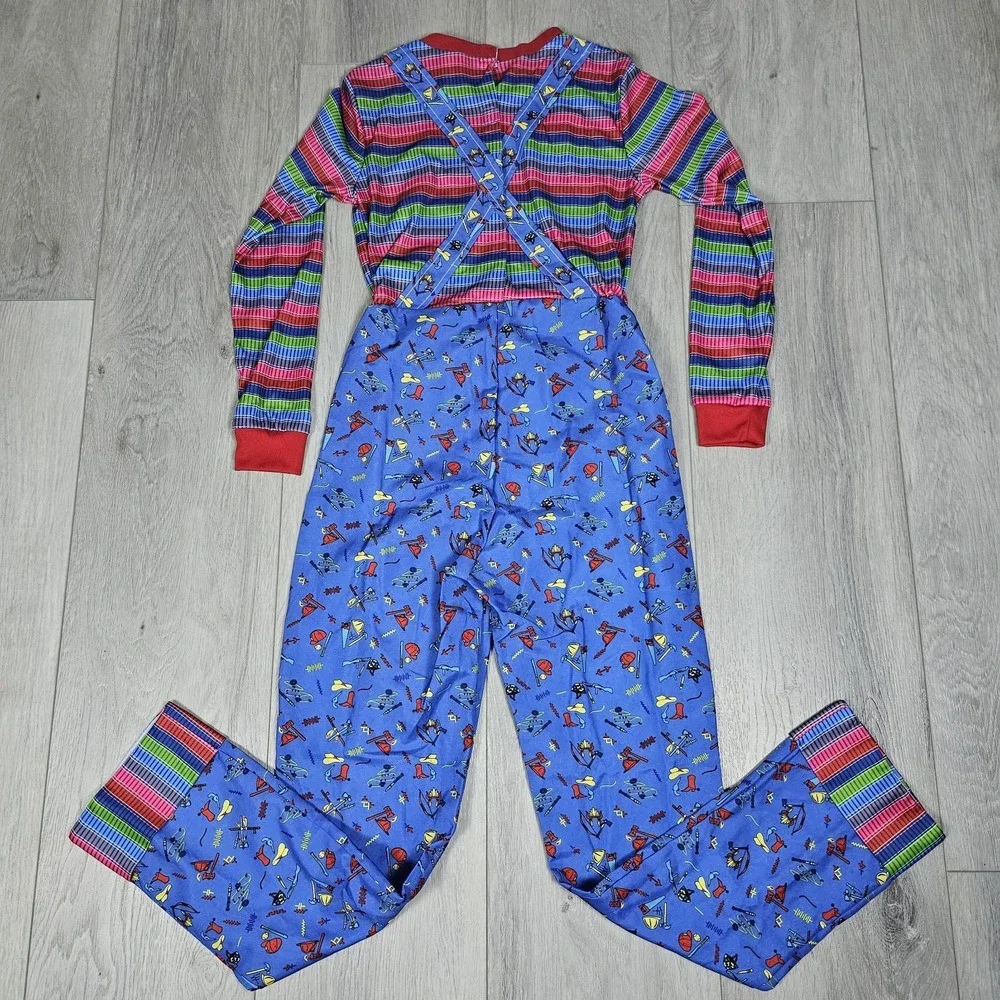 Chucky Halloween Costume Girls Medium 8-10 Years Old Blue One Piece Jumpsuit